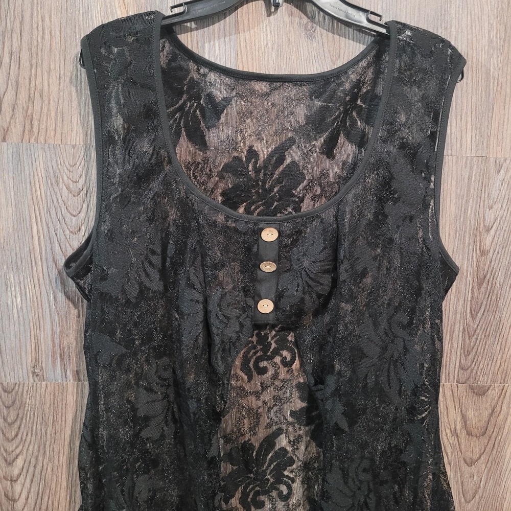 Sheer Black Lace Duster Overlay *Fits XL / XXL* Waterfall Whimsigoth Cosplay - Picture 3 of 8